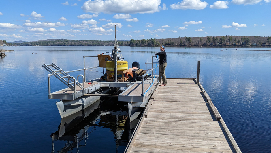 LEA Staff Limnologist Maggie Welch prepares to head out for buoy deployment