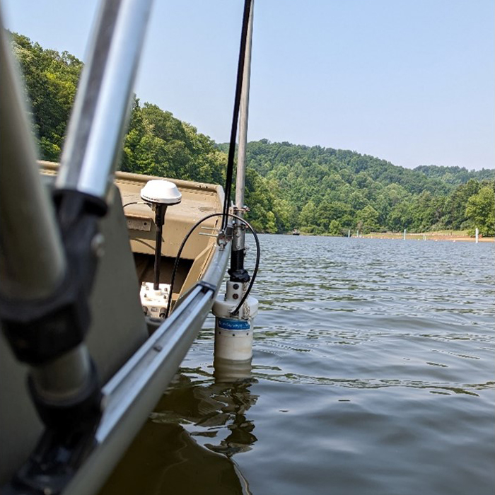 SonTek M9 Acoustic doppler being used for bathymetry mapping at Beech Fork Lake, WV. 