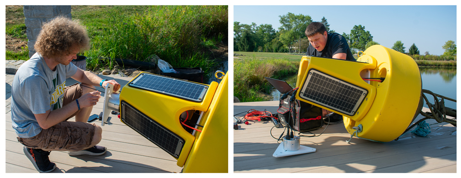 NexSens employees deploying the XB-200 at the field station.