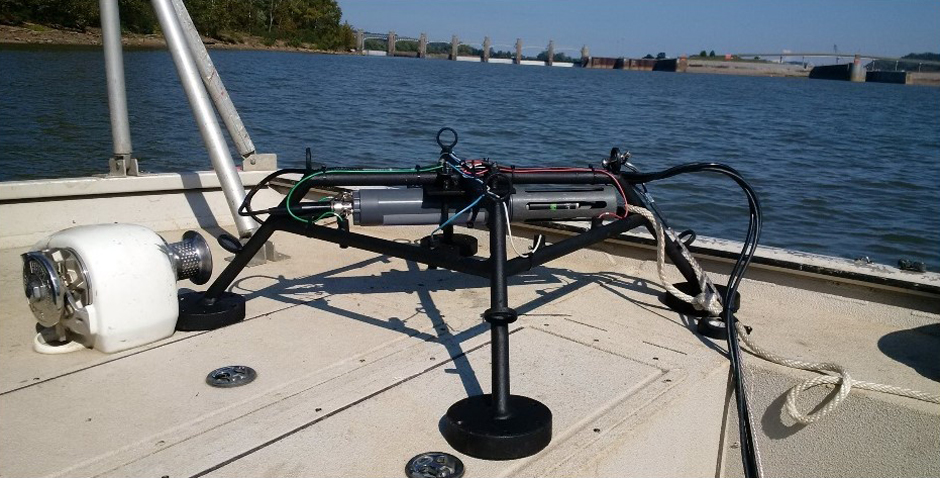 WIZARD platform being deployed below RC Byrd Locks and Dams in Ohio.