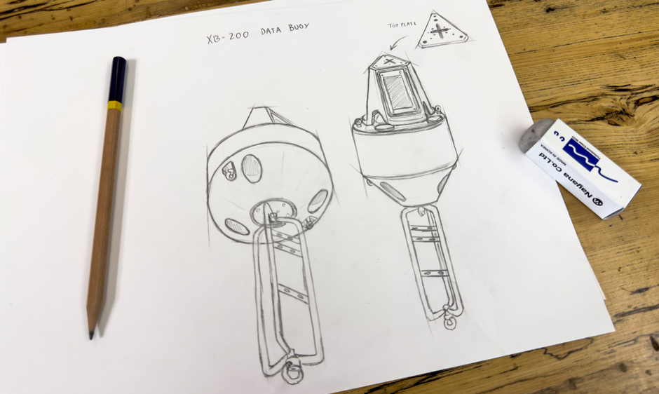 Concept illustrations of the NexSens XB-200 Data Buoy