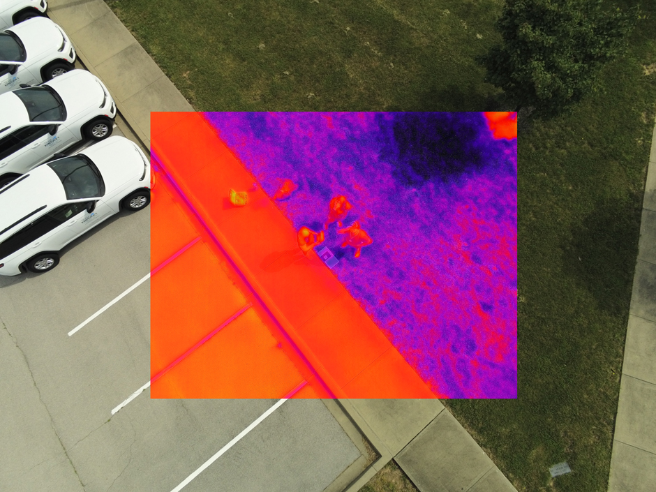 Thermal Image of the aerial drone team using the Aulel EVO II 640T dual camera drone.