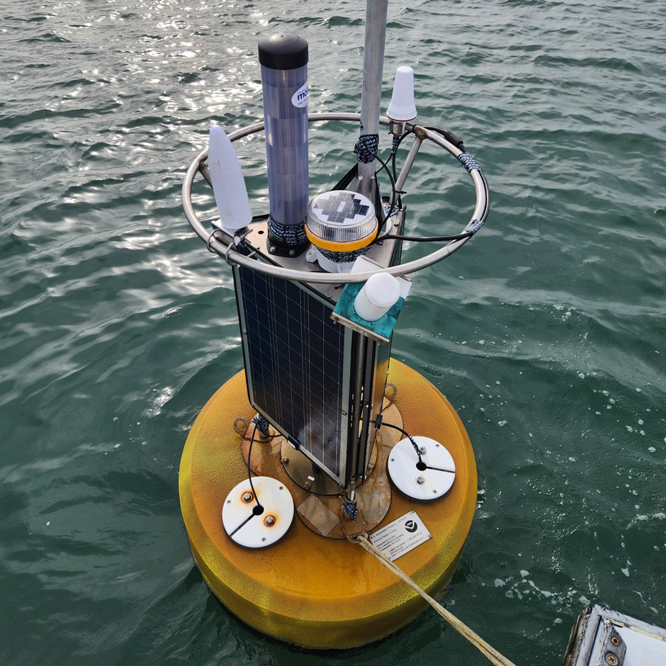 National Oceanographic and Atmospheric Administration Observation (NOAA) Buoy deployed at the Jennette’s Pier Wave Energy Test Center 11-meter test site.