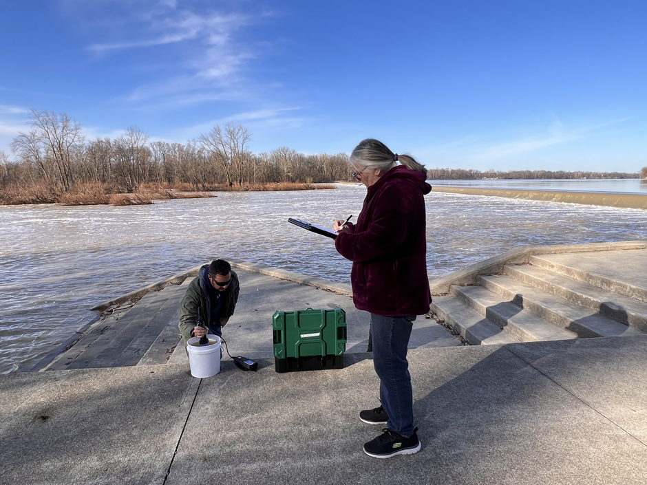 CWAT volunteers collecting data at Portage Metropark on the Maumee River.