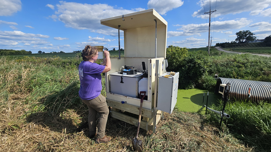 Working in the field remains an important part of the project–after rainfall events, the team goes into the field to collect manual samples from Lake Erie tributaries.