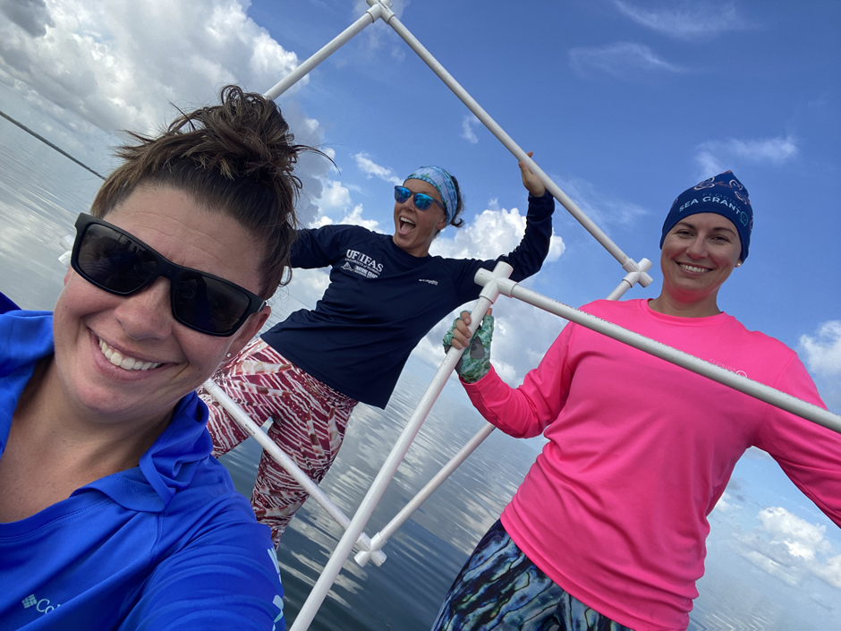 Jamie Hammond, Morgan Edwards, and Dr. Savanna Barry have a little fun on the boat.