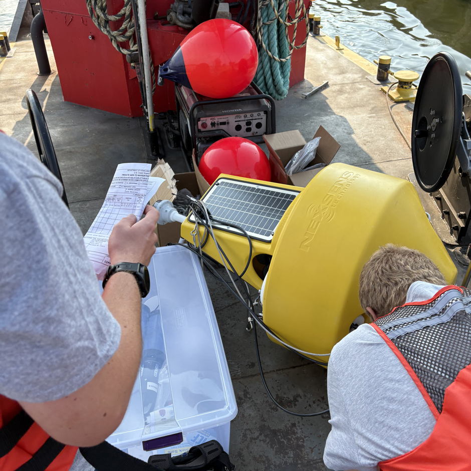 Final assembly before deploying the buoy.
