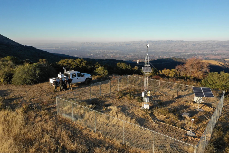 SJSU’s Fire Weather Research Laboratory’s remote automated weather station and fuel sampling field site, Santa Cruz Mountains, Santa Clara County, CA.